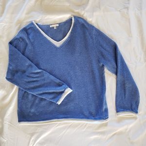 AVALIN 100% Linen Women's Blue Faux Layered Sweater Size Large